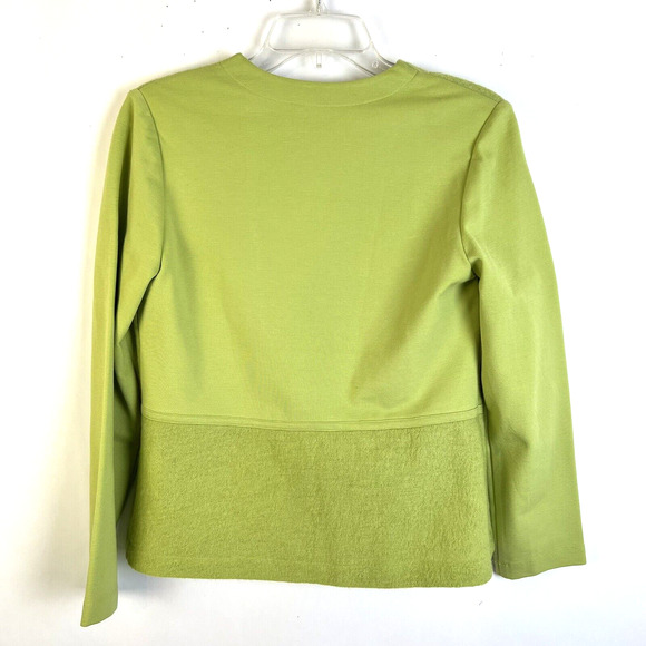 Chico's Waterfall Ruffle Front Jacket Women's Small Green Wool Career Casual - Picture 5 of 8